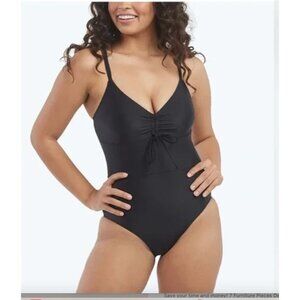 SUMMERSALT Black Cinched One Piece Swimsuit Size 8